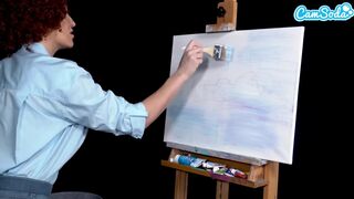 Ryan Keely bob ross cosplayban festés óráján megvadul a hatalmas tőgyes milf